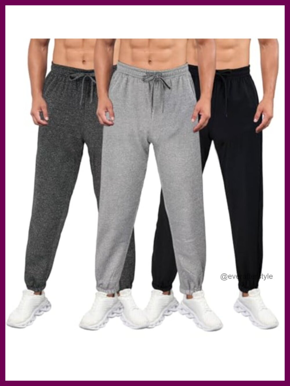 Mens Fleece Lined Joggers Sweatpants 3 Pack Elastic Bottom Pants